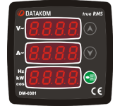 Однофазный цифровой мультиметр (3 дисплея) Datakom DVF-0303 72x72